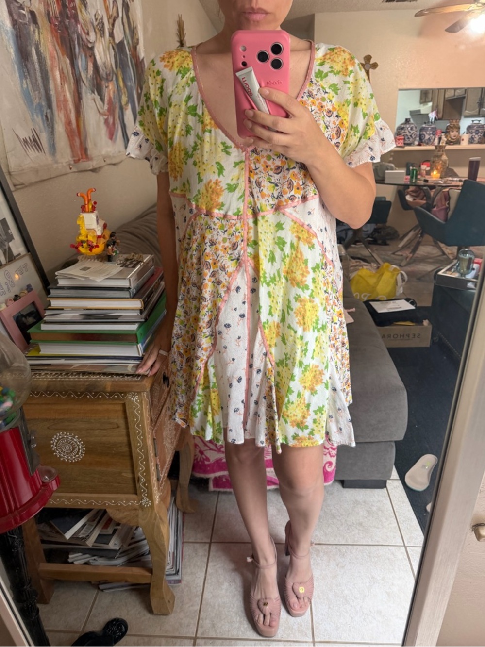 Free People Floral Patchwork Mini Dress